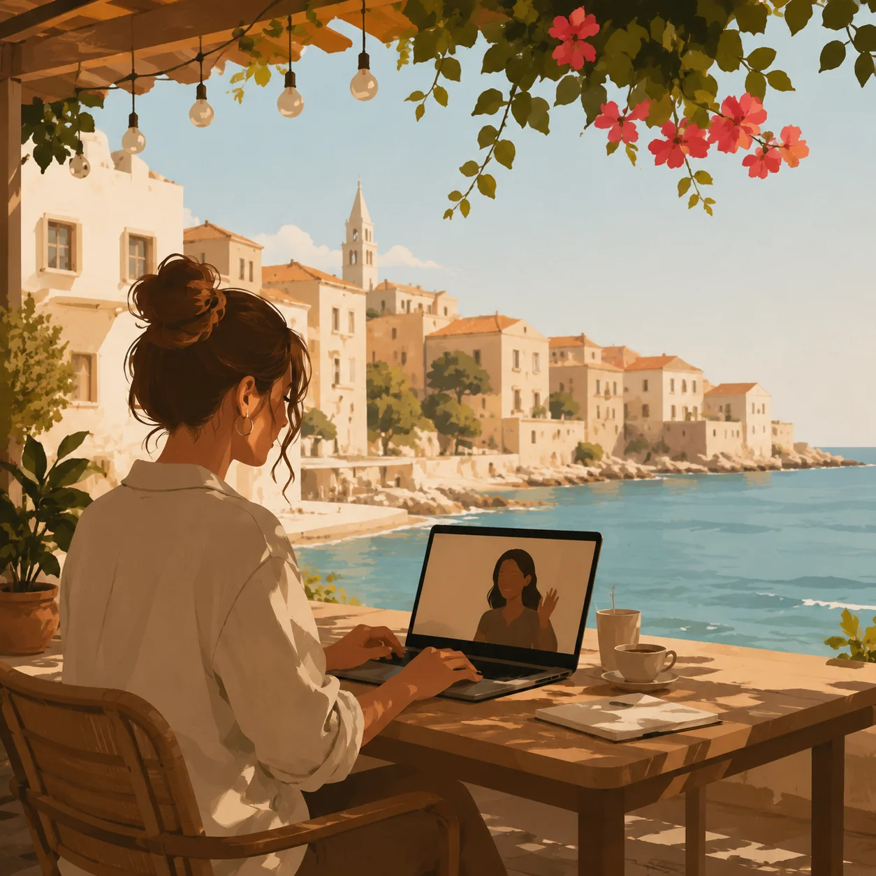 Antalya'de online sohbete katılan kullanıcı illüstrasyonu